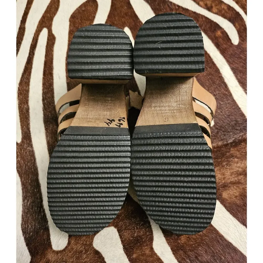 Vintage Candies Y2K 90s Platform Chunky Heel Wooden Suede Sandals Women’s 9